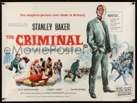 9b079 CRIMINAL British quad 1960 Joseph Losey, cool art of tough guy Stanley Baker!