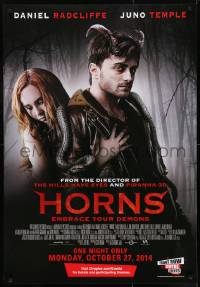 9b154 HORNS advance Canadian 1sh 2013 creepy horror image of Daniel Radcliffe & Juno Temple!