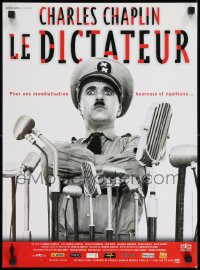 9b070 GREAT DICTATOR French 16x21 R2002 Charlie Chaplin as Hitler-like Hynkel by microphones!