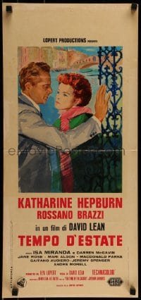 9b465 SUMMERTIME Italian locandina R1964 different art of Katharine Hepburn & Rossano Brazzi!