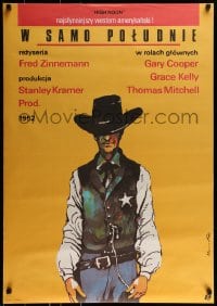9b967 HIGH NOON Polish 26x38 R1987 Marszalek art of Gary Cooper, Fred Zinnemann cowboy classic!