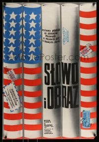 9b982 SLOWO I OBRAZ exhibition Polish 26x38 1971 artwork of posters in U.S. flag tubes by Mroszczak