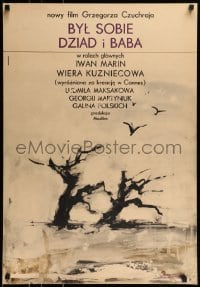 9b916 THERE WAS AN OLD COUPLE Polish 23x33 1965 cool art of dead trees by Marek Freudenreich!