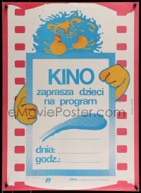 9b937 KINO ZAPRASZA DZIECI NA PROGRAM Polish 19x26 1988 cool art of a lion by Jakub Erol!
