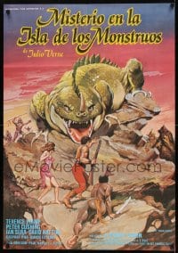 9b028 MYSTERY ON MONSTER ISLAND Spanish 1981 Terence Stamp, Peter Cushing, different fantasy art!