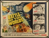 9c045 BATTLE OF THE WORLDS 1/2sh 1963 cool sci-fi, flying saucers from a hostile enemy planet!