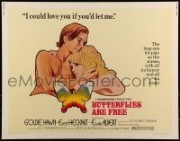 9c078 BUTTERFLIES ARE FREE 1/2sh 1972 art of would-be lovers Goldie Hawn & blind Edward Albert!