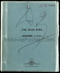 9d045 BLUE BIRD revised final draft script September 1, 1939, signed by Darryl F. Zanuck!