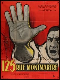 9f598 125 RUE MONTMARTRE French 1p 1959 cool close up art of detective Lino Ventura by Yves Thos!