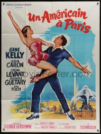 9f617 AMERICAN IN PARIS French 1p R1960s art of Gene Kelly dancing with sexy Caron by Roger Soubie!