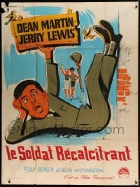 9f626 AT WAR WITH THE ARMY French 1p R1960s different art of wacky Jerry Lewis by Boris Grinsson!