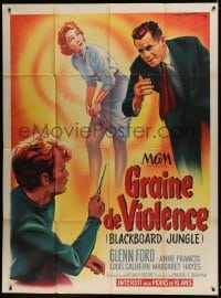 9f649 BLACKBOARD JUNGLE French 1p 1955 Richard Brooks classic, great different art by Roger Soubie!