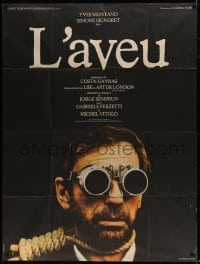 9f690 CONFESSION French 1p 1970 Costa Gavras, Yves Montand with goggles & noose around his neck!