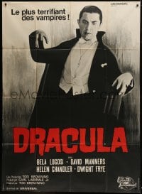 9f718 DRACULA French 1p R1960s Tod Browning, Bela Lugosi vampire classic, great image!