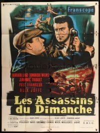 9f728 EVERY SECOND COUNTS white French 1p 1957 Les Assassins du dimanche, great Jean Mascii art!