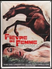 9f770 HEAT French 1p 1980 c/u art of sexy Isabel Sarli in throes of ecstasy + horse!