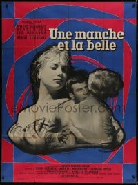 9f807 KISS FOR A KILLER white title French 1p 1957 Mylene Demongeot, Henri Vidal, Rene Peron art!