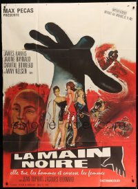 9f811 LA MAIN NOIRE French 1p 1969 different art of The Black Hand reaching over sexy women!
