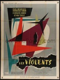 9f824 LES VIOLENTS French 1p 1957 cool geometric design artwork by Andre Bertrand!