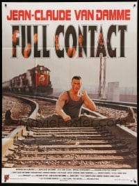 9f826 LIONHEART French 1p 1991 Jean-Claude Van Damme doing splits on train tracks, Full Contact!