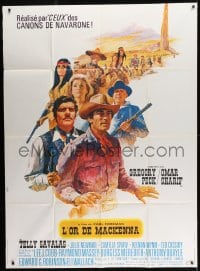 9f839 MacKENNA'S GOLD French 1p 1969 art of Gregory Peck, Sharif, Savalas & Newmar by Terpning!