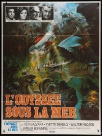 9f867 NEPTUNE FACTOR French 1p 1973 great sci-fi art of giant fish & sea monster by John Berkey!