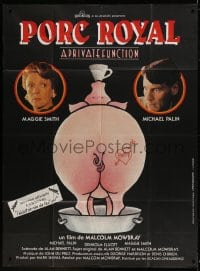 9f898 PRIVATE FUNCTION French 1p 1985 Michael Palin, Maggie Smith, wacky different pig artwork!