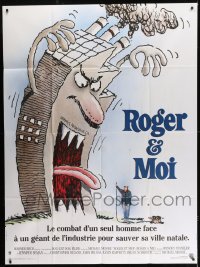 9f914 ROGER & ME French 1p 1990 1st Michael Moore documentary, different Gray artwork!