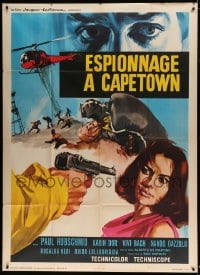 9f940 SPY WITH TEN FACES French 1p 1966 art of gun pointed at Karin Dor + cool spy montage!