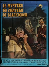 9f945 STRANGLER OF BLACKMOOR CASTLE French 1p 1964 Jean Mascii montage art of Karin Dor attacked!