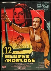 9f968 TWELVE HOURS BY THE CLOCK style A French 1p 1959 art of Lino Ventura & Eva Bartok by Bertrand!