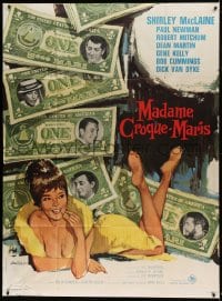 9f986 WHAT A WAY TO GO French 1p 1964 Tealdi art of sexy Shirley MacLaine, Newman, Mitchum & Martin