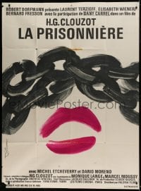 9f993 WOMAN IN CHAINS French 1p 1968 Henri Clouzot's La Prisonniere, Excoffon art of lips & chain!