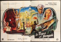9f579 TIGER OF ESCHNAPUR French 2p 1959 Fritz Lang, montage art w/Debra Paget's snake dance, rare!
