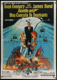 9f148 DIAMONDS ARE FOREVER Italian 1p 1971 art of Sean Connery as James Bond by McGinnis!