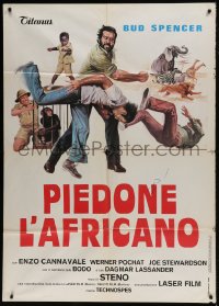 9f154 FLATFOOT IN AFRICA Italian 1p 1978 Steno's Piedone l'africano, art of Bud Spencer fighting!