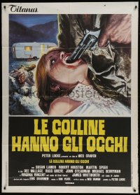 9f159 HILLS HAVE EYES Italian 1p 1978 Wes Craven, violent different art of girl with gun in mouth!