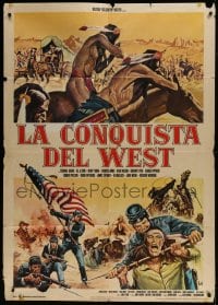 9f160 HOW THE WEST WAS WON Italian 1p R1970s John Ford classic western epic, different Aller art!