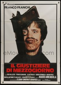 9f162 IL GIUSTIZIERE DI MEZZOGIORNO Italian 1p 1975 wacky image of Franco Franchi & gun!