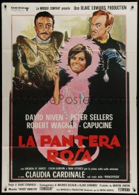 9f178 PINK PANTHER Italian 1p R1970s different art of Sellers, Niven & sexy Claudia Cardinale!