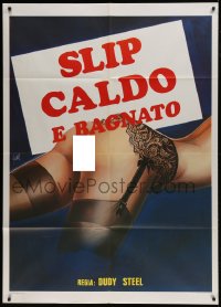 9f189 SLIP CALDO E BAGNATO Italian 1p 1986 sexy Aller art of woman wearing only nylons & garter!