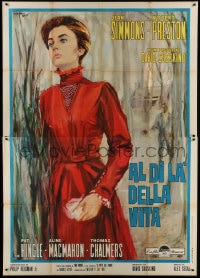 9f211 ALL THE WAY HOME Italian 2p 1964 different full-length art of Jean Simmons by Avelli!