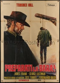9f231 DJANGO PREPARE A COFFIN Italian 2p 1968 Gasparri art of Terence Hill as Django by hanged man!