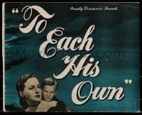 9f055 TO EACH HIS OWN pressbook 1946 great images of pretty Olivia De Havilland & John Lund!
