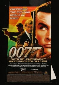 9f070 JAMES BOND video 12x17 standee 2000 Sean Connery, Roger Moore & Pierce Brosnan!