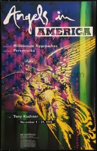 9f534 ANGELS IN AMERICA stage play WC 1992 George C. Wolfe's Broadway show, cool Daniel Johnson art!