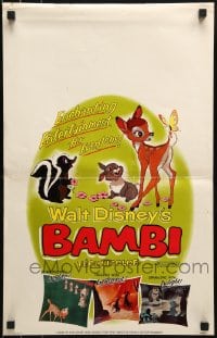 9f292 BAMBI WC R1966 Walt Disney cartoon deer classic, great image with Thumper & Flower!