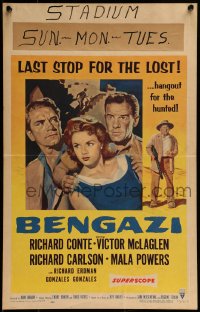 9f296 BENGAZI WC 1955 Conte, McLaglen, Powers, last stop for the lost, hangout for the hunted!