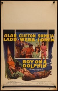 9f308 BOY ON A DOLPHIN WC 1957 art of Alan Ladd & sexiest Sophia Loren swimming underwater!