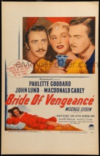 9f310 BRIDE OF VENGEANCE WC 1949 art of sexy Paulette Goddard, John Lund, Macdonald Carey!
